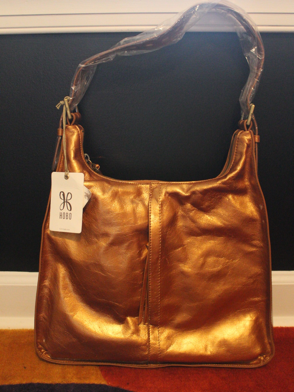 Hobo Metallic Copper Leather Hobo Bag